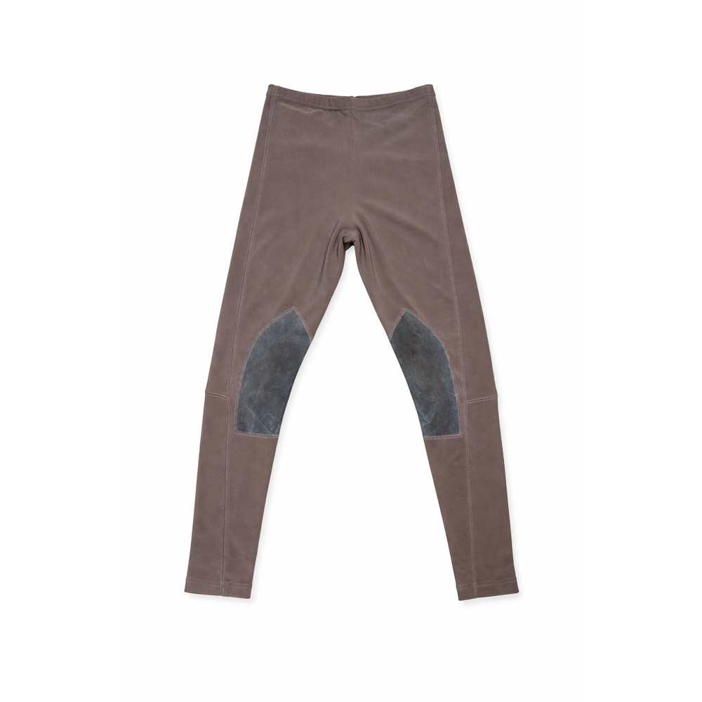 Bisou Bisou Riding Pants Womens Large Brown Leather Knee Patch Stretch USA Rider
